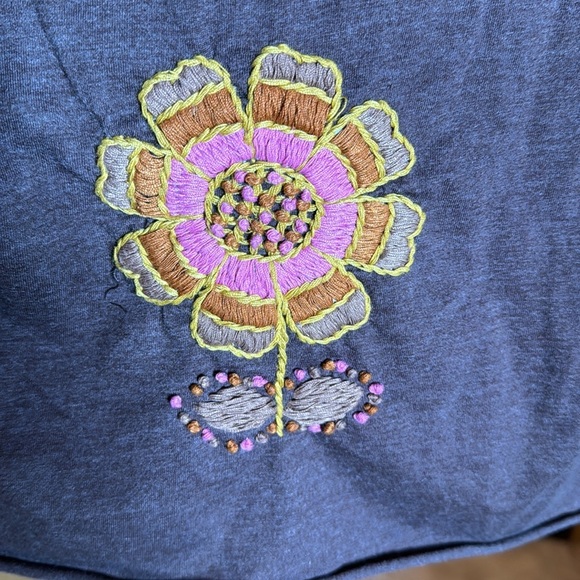 Johnny Was Brown Long Sleeve Tee with Floral Embroidery - Picture 10 of 11